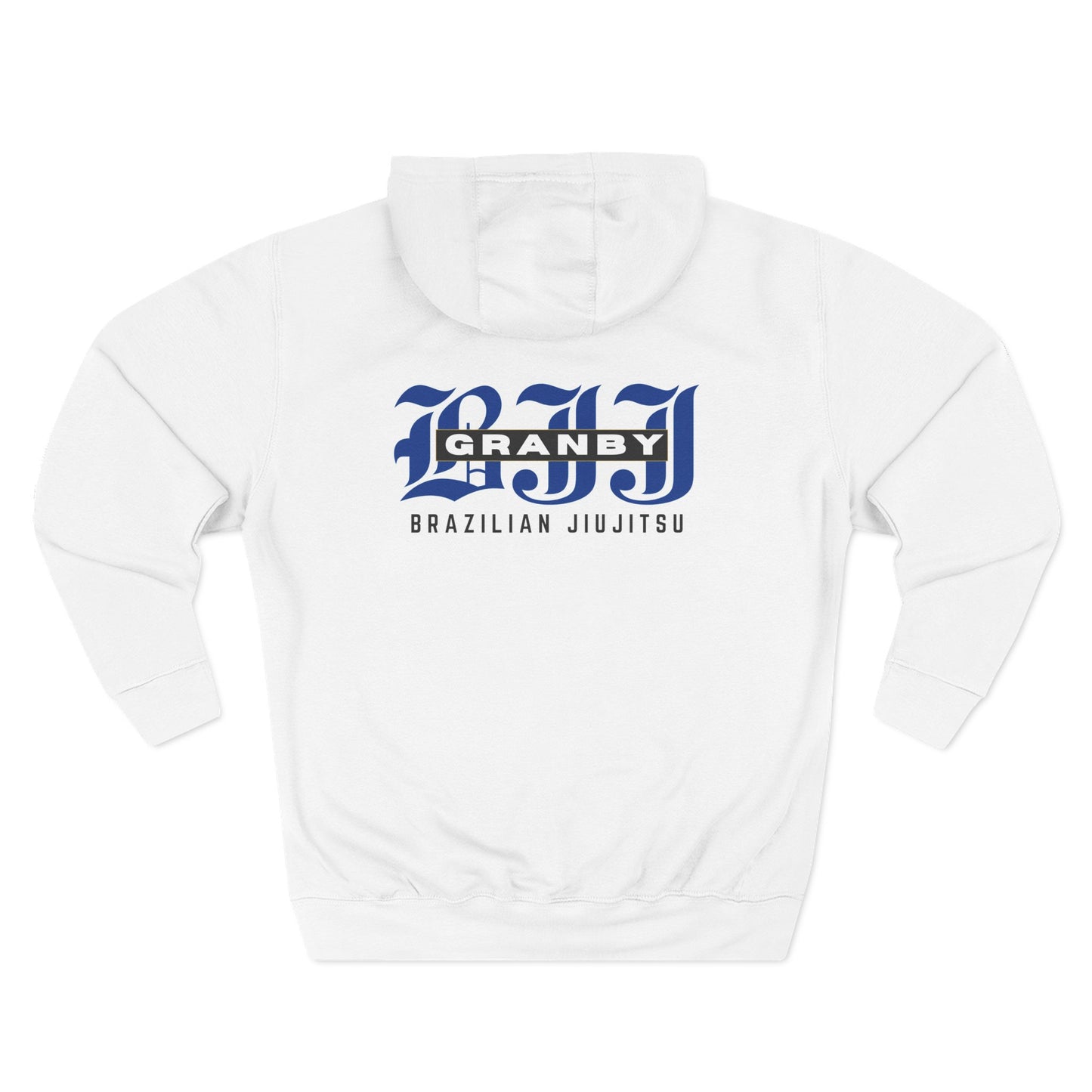 Granby Jiu-Jitsu Three-Panel Fleece Hoodie - Premium Team Edition, Adjustable Hood, Kangaroo Pocket, Soft Feel, Embroidered Design, Ideal