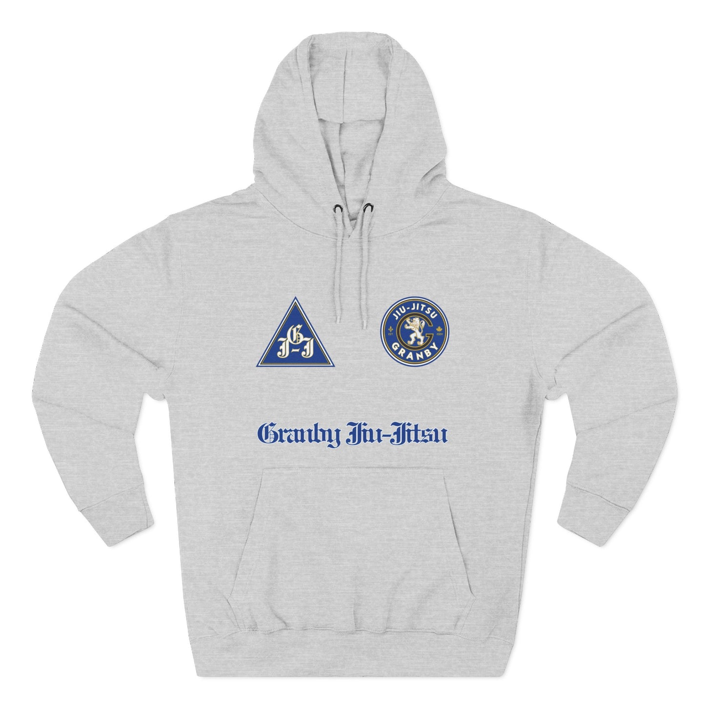 Granby Jiu-Jitsu Three-Panel Fleece Hoodie - Premium Team Edition, Adjustable Hood, Kangaroo Pocket, Soft Feel, Embroidered Design, Ideal