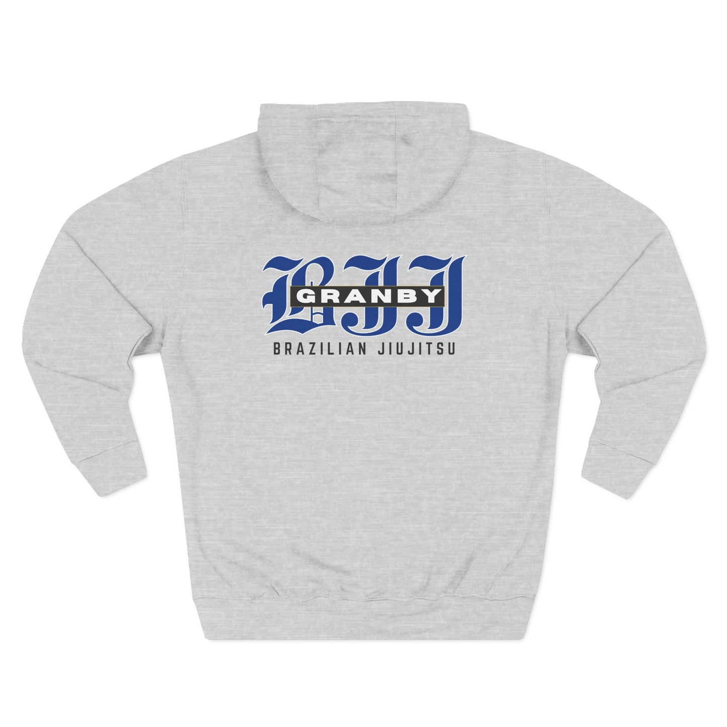 Granby Jiu-Jitsu Three-Panel Fleece Hoodie - Premium Team Edition, Adjustable Hood, Kangaroo Pocket, Soft Feel, Embroidered Design, Ideal