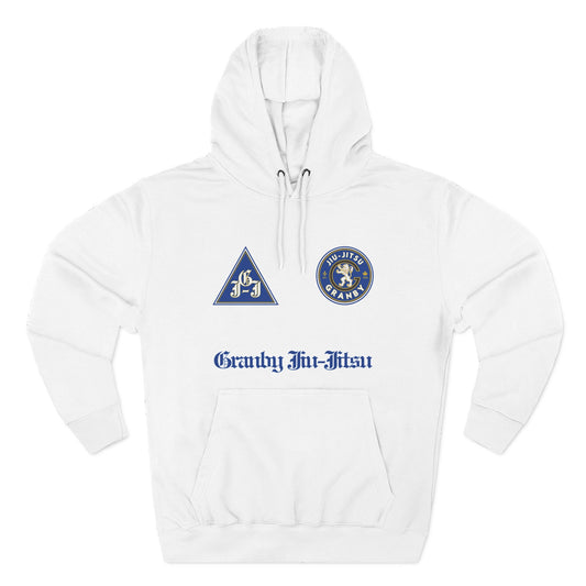 Granby Jiu-Jitsu Three-Panel Fleece Hoodie - Premium Team Edition, Adjustable Hood, Kangaroo Pocket, Soft Feel, Embroidered Design, Ideal