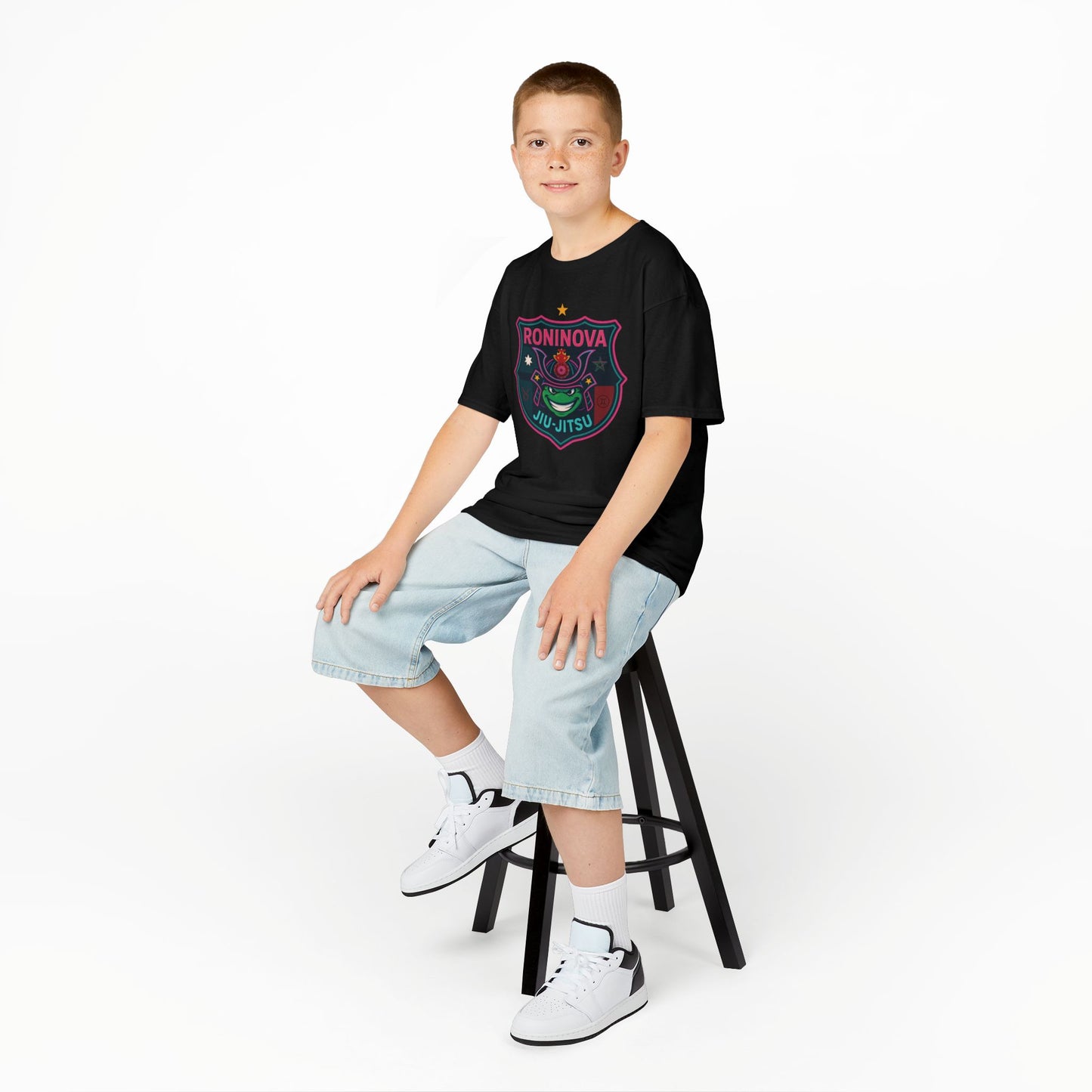 Roninova Kids Oversized Tee – Samurai Shield Edition